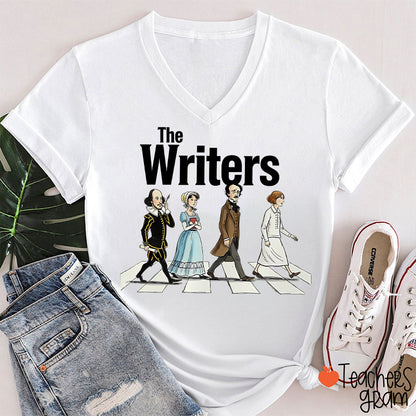 The Writers Funny Literature Teacher Female V-Neck T-Shirt