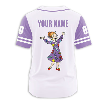 Personalized Name And Number Cartoon Character Teacher Baseball Jersey