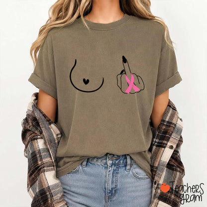 Middle Finger Minimal Line Art Distressed Washed Teacher T-Shirt