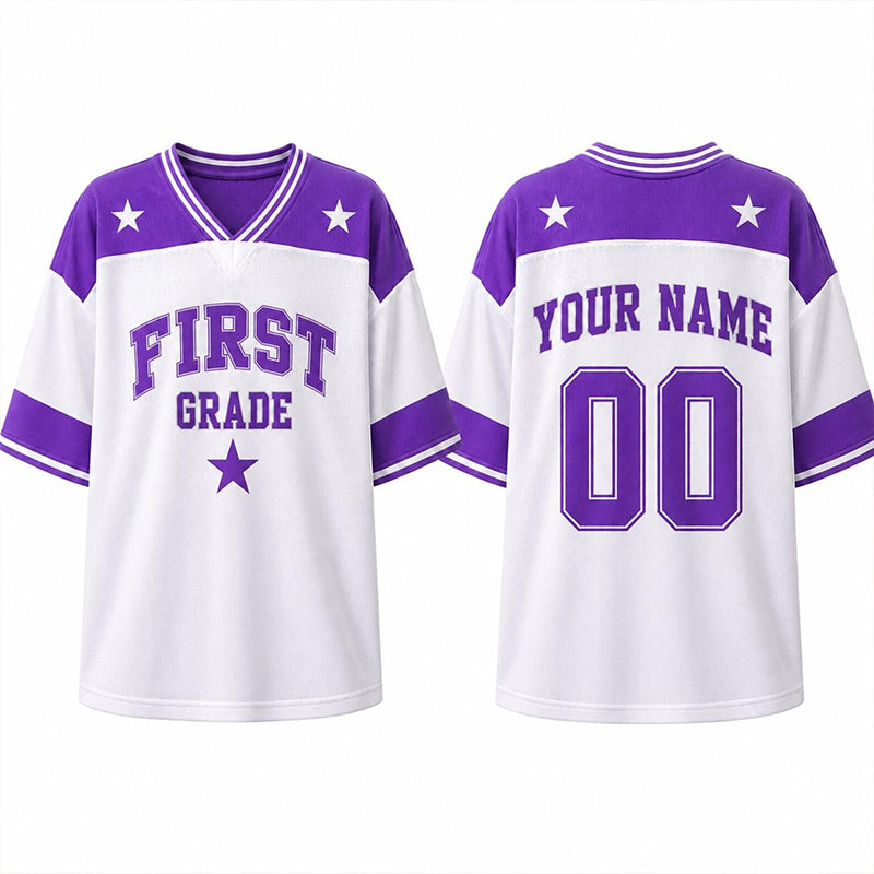 Personalized Grade And Name Star Graphic Teacher Mesh Jersey