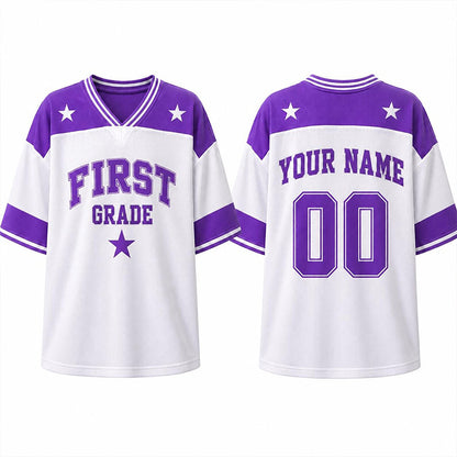Personalized Grade And Name Star Graphic Teacher Mesh Jersey