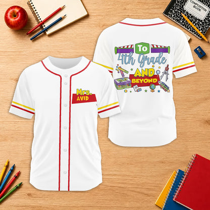 Personalized Grade Name To Grade And Beyond School Theme Teacher Baseball Jersey
