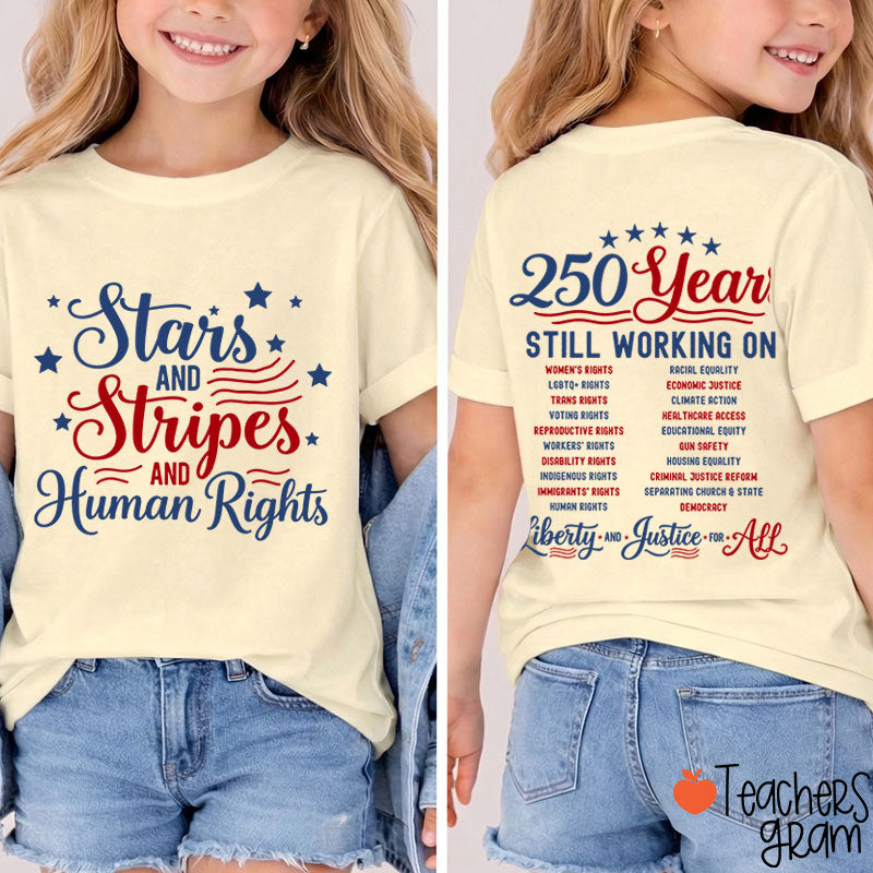 Stars And Stripes And Human Rights Class Two Sided T-Shirt
