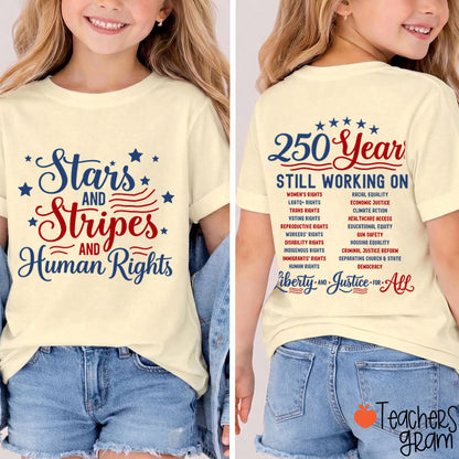 Stars And Stripes And Human Rights Class Two Sided T-Shirt