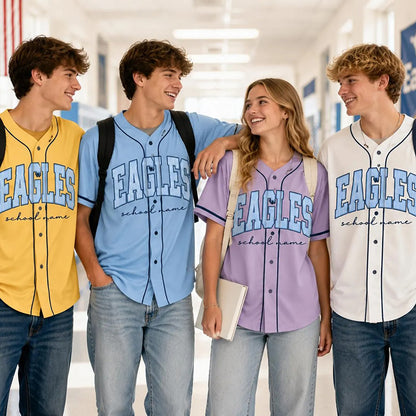 Personalized Mascot Name Preppy Solid Script Custom School Baseball Jersey