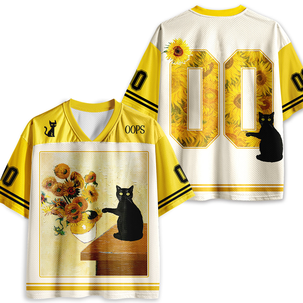 Personalized Number Cat And Sunflower Teacher Mesh Jersey
