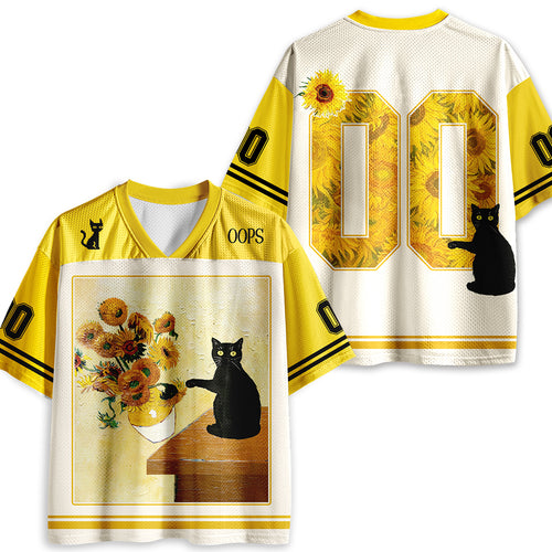 Personalized Number Cat And Sunflower Teacher Mesh Jersey