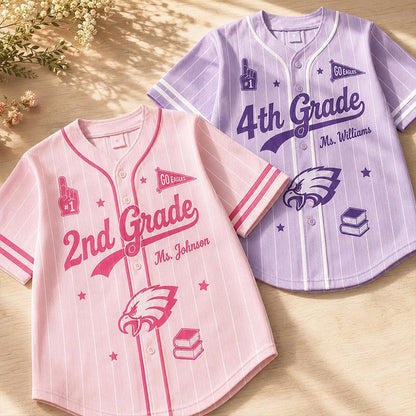 Personalized Grade Mascot Name Number Graphic Baseball Jersey