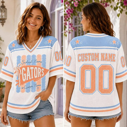 Personalized Mascot And Name Preppy Stripes Pennant Game Day Teacher Mesh Jersey