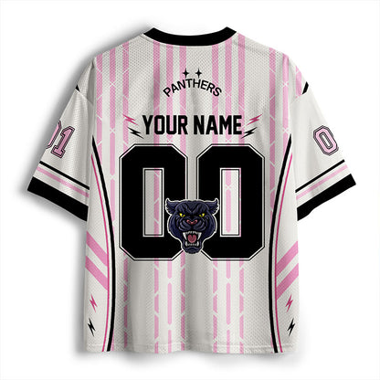 Personalized Mascot Pink Striped Rock School Spirit Teacher Mesh Jersey