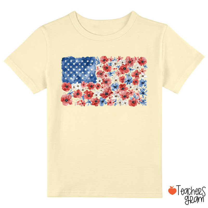 Vintage Floral USA Flag Class T-Shirt