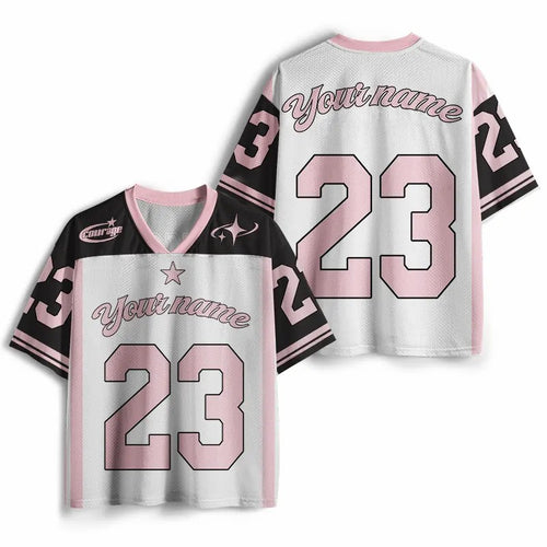Personalized Name And Number Pink Font Teacher Mesh Jersey