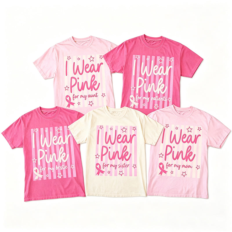 Personalized I Wear Pink Collection Teacher T-Shirt