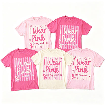 Personalized I Wear Pink Collection Teacher T-Shirt
