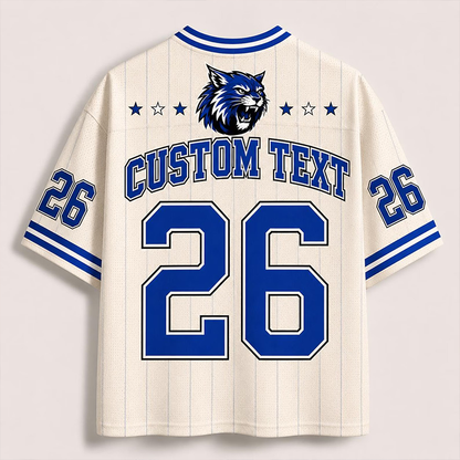 Personalized Mascot School Name And Number Striped Teacher Mesh Jersey