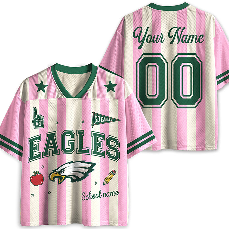 Personalized Mascot Name And School Name Stripe Teacher Mesh Jersey