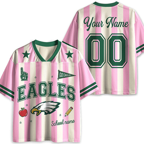 Personalized Mascot Name And School Name Stripe Teacher Mesh Jersey