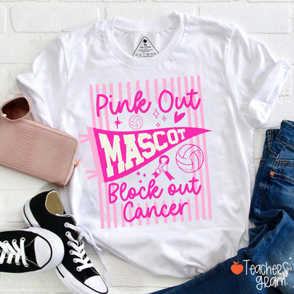 Personalized Mascot And Sport Pink Out Cancer Teacher T-Shirt