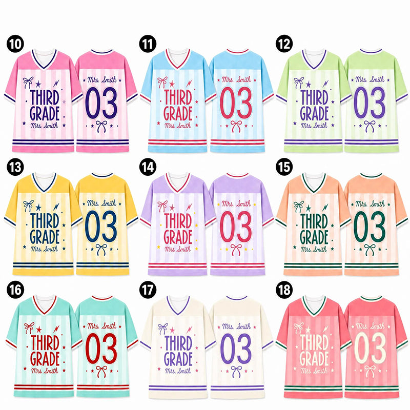 Personalized Grade And Name Bow Lightning Teacher Mesh Jersey