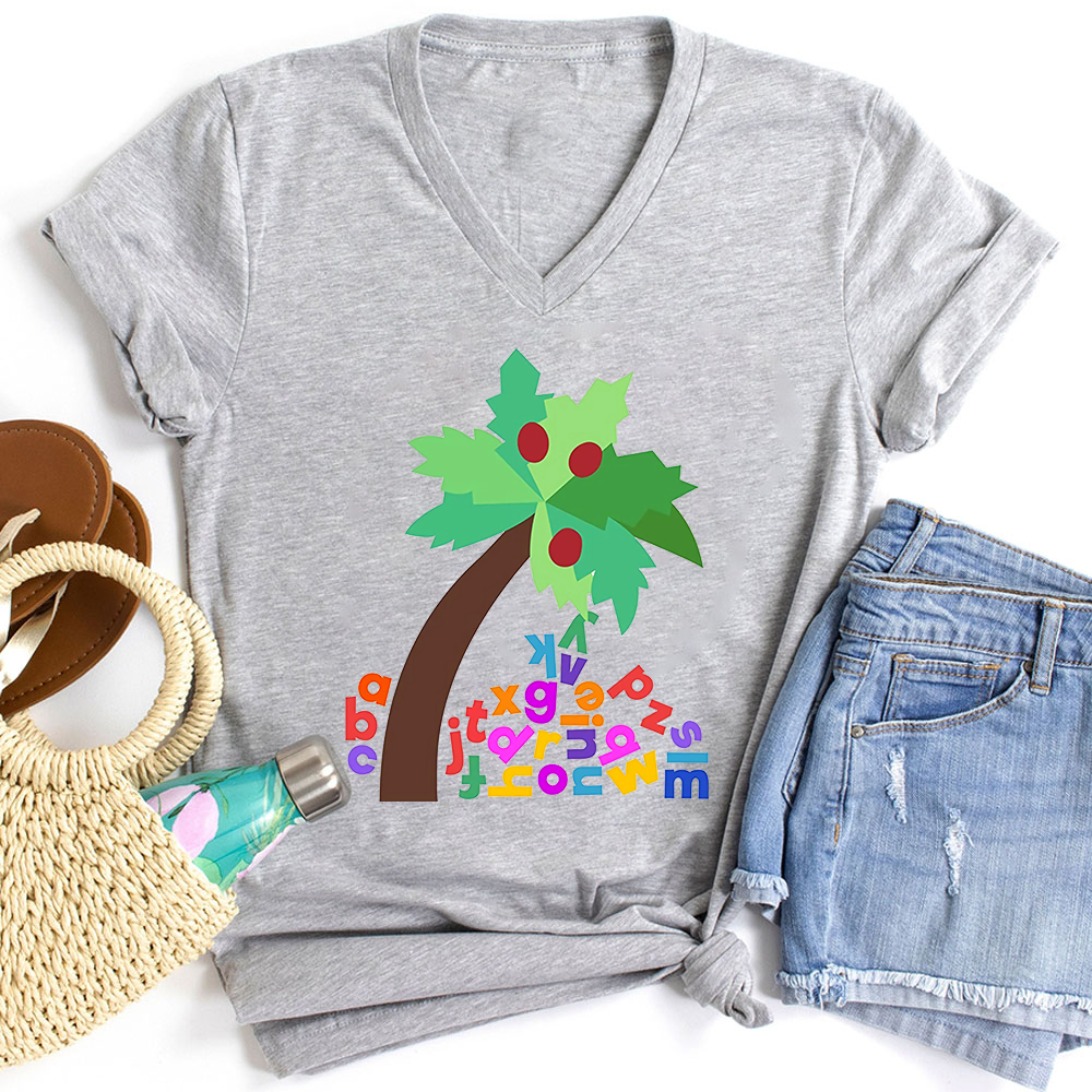 Coconut Tree Teacher Female V-Neck T-Shirt