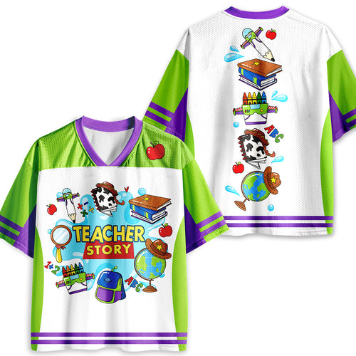 Personalized Teacher Story School Stuff Icons Teacher Mesh Jersey