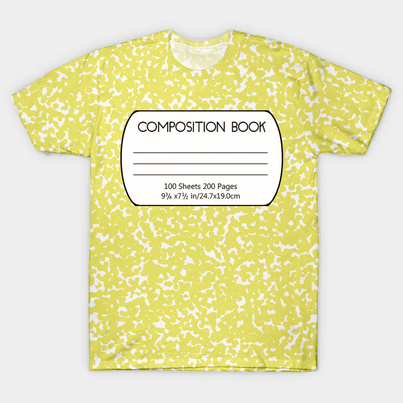 Yellow Composition Book Teacher Printed Super Soft T-Shirt