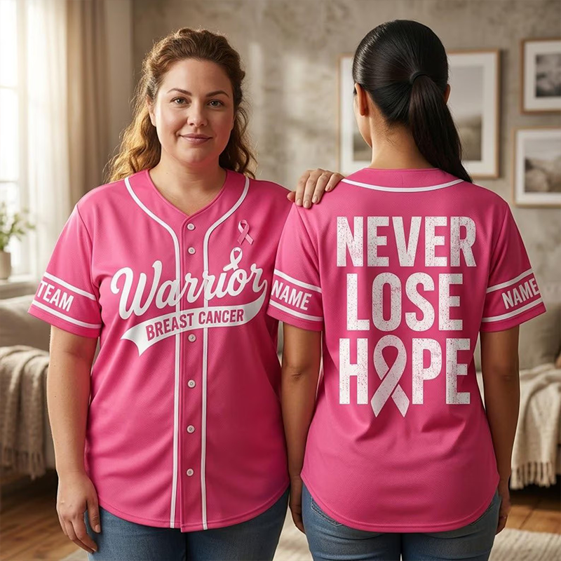 Personalized Never Lose Hope Breast Cancer Warrior Baseball Jersey