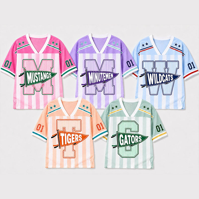 Personalized Mascot Pennant Initial School Spirit Teacher Mesh Jersey