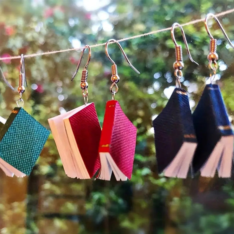 3D Book Teacher Metal Earrings