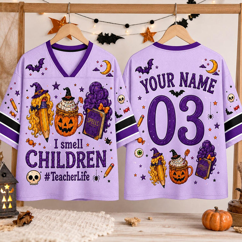 Personalized Name Number Halloween Witch Teacher Mesh Jersey