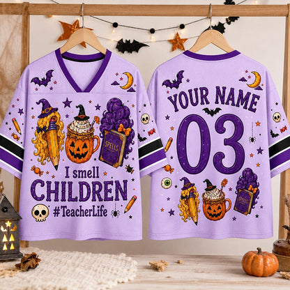 Personalized Name Number Halloween Witch Teacher Mesh Jersey