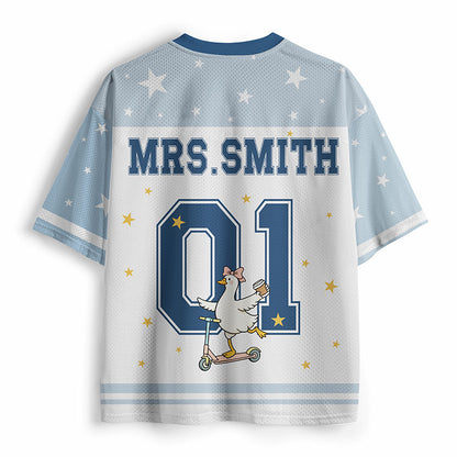 Personalized Name And Grade Silly Goose Teacher Mesh Jersey