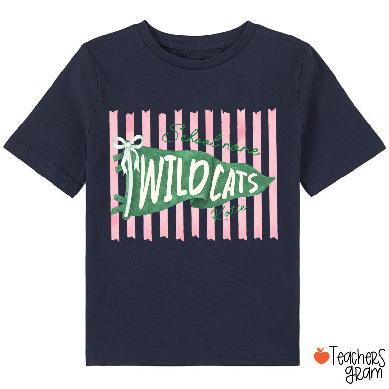 Personalized Mascot School Spirit Stripes Pennant Class T-Shirt