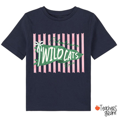 Personalized Mascot School Spirit Stripes Pennant Class T-Shirt
