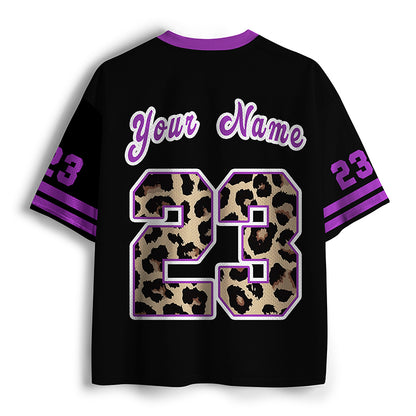 Personalized Name And Number Purple Leopard Teacher Mesh Jersey