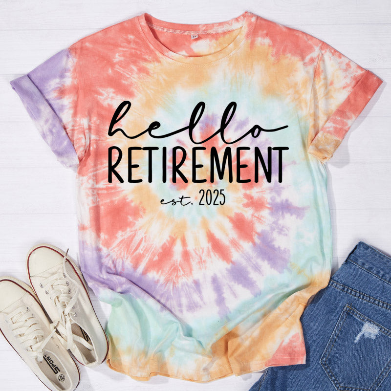 Personalized Hello Retirement Teacher Tie-dye T-Shirt