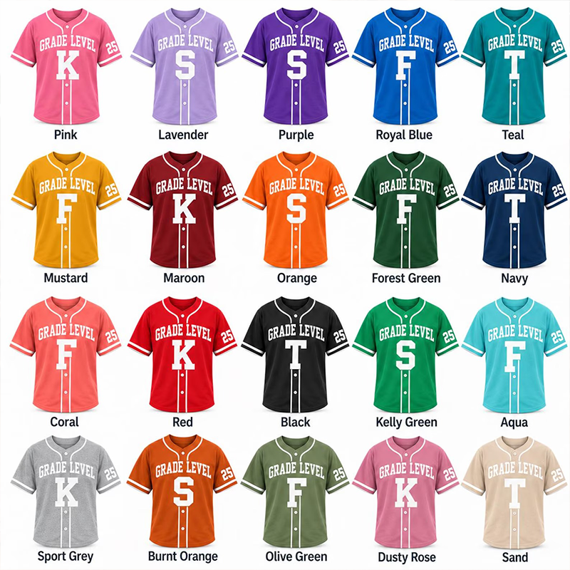 Personalized Grade Name And Number Vintage College Letter Teacher Baseball Jersey