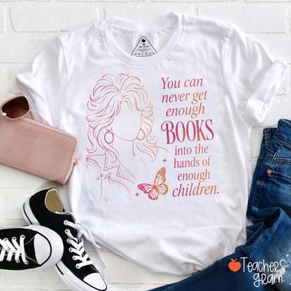 Retro Woman Line Portrait Butterfly Book Quote Teacher T-Shirt