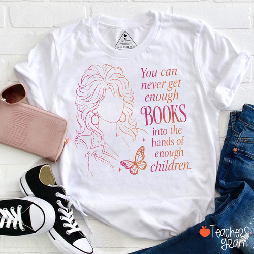 Retro Woman Line Portrait Butterfly Book Quote Teacher T-Shirt