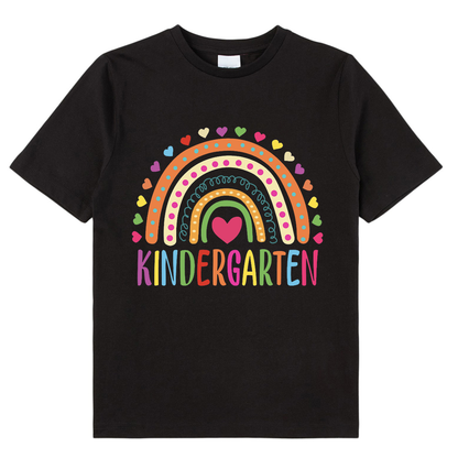 Personalized Grade Kindergarten Heart Polka-Dot Rainbow Class T-Shirt