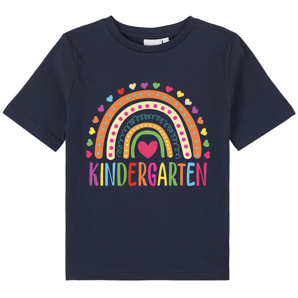 Personalized Grade Kindergarten Heart Polka-Dot Rainbow Class T-Shirt