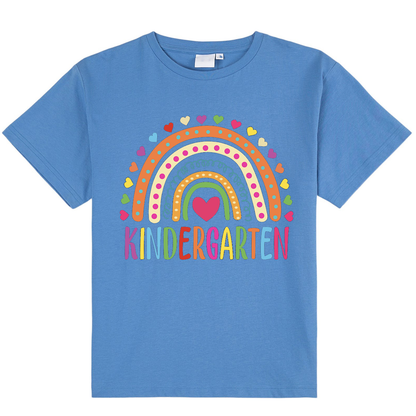 Personalized Grade Kindergarten Heart Polka-Dot Rainbow Class T-Shirt