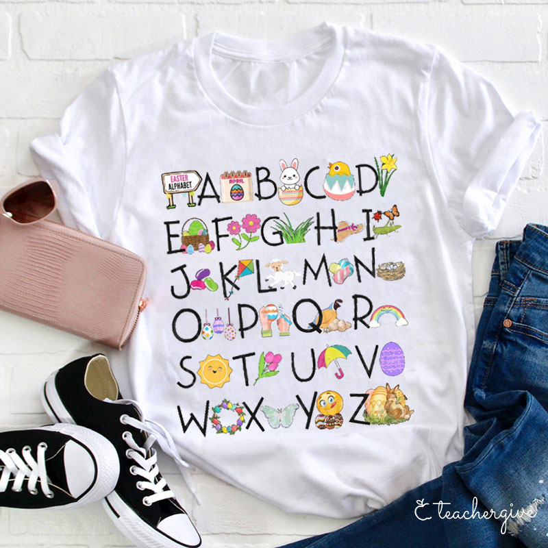 Alphabet Cartoon Characters Teacher T-Shirt