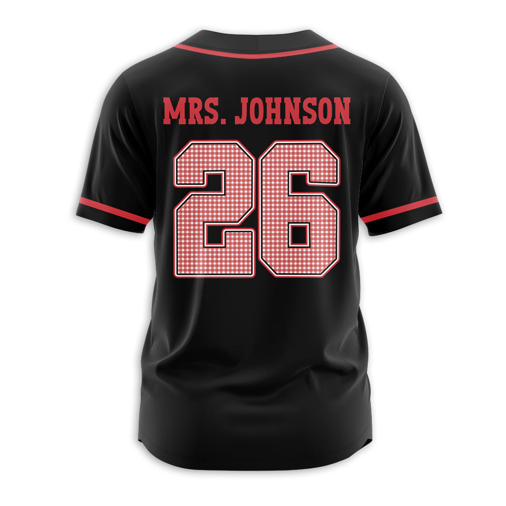 Personalized Greade And Name Coquette Bow Pennant Teacher Baseball Jersey