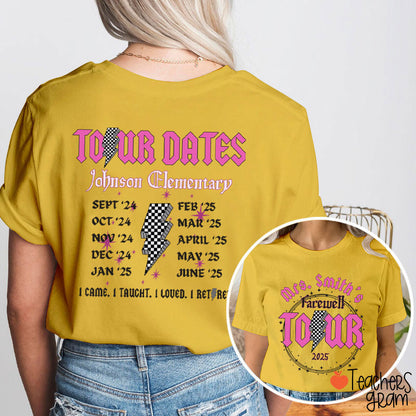 Personalized Name And School Farewell Tour Teacher Two Sided T-Shirt