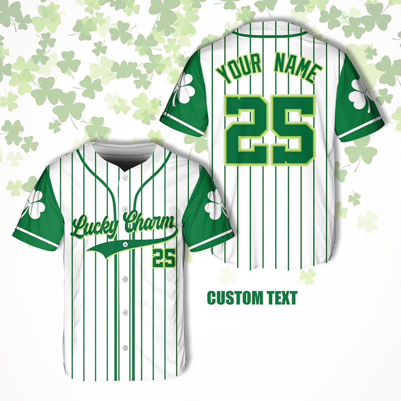 Personalized Name Lucky Charm St Patrick's Day Teacher Baseball Jersey