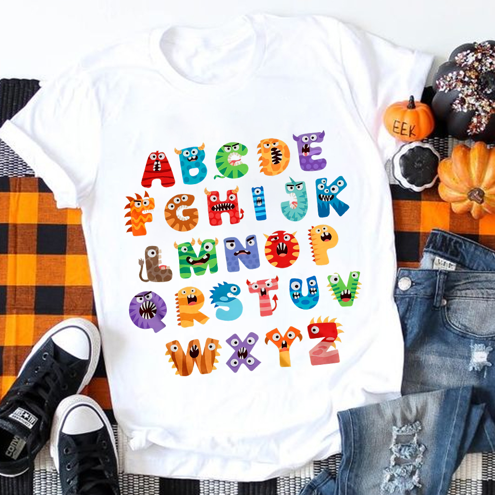 Cute Halloween Alphabet School T-Shirt