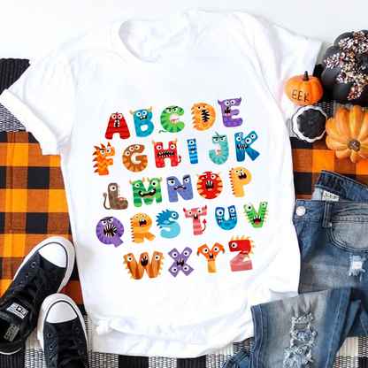 Cute Halloween Alphabet School T-Shirt