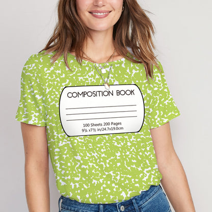 Green Composition Book Teacher Printed Super Soft T-Shirt