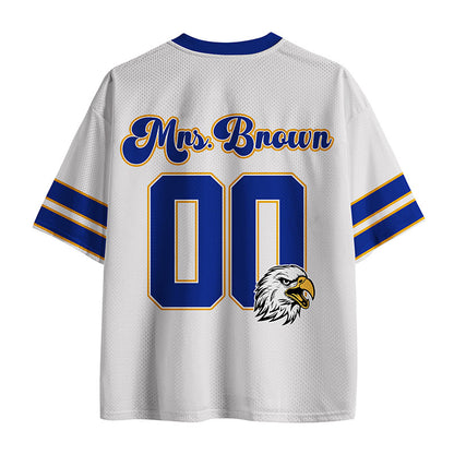 Personalized Retro Rings And Mascot Teacher Mesh Jersey